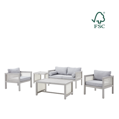 Gartenlounge Set Cane 5-teilig hellgrau