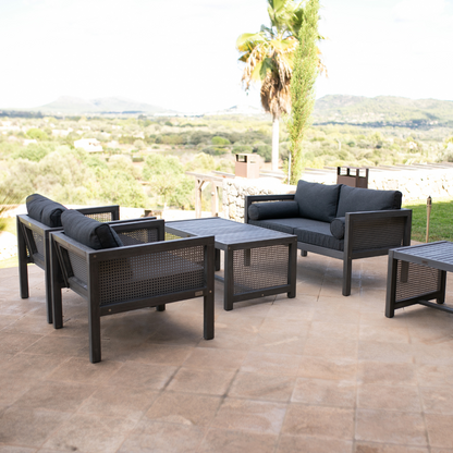 Gartenlounge Set Cane 5-teilig anthracite